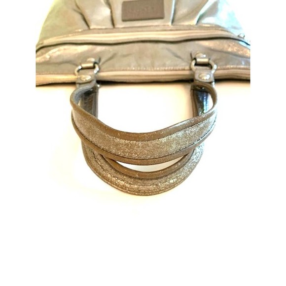 Coach Poppy Silver Pleated Metallic Leather Glam Tote Large - Picture 14 of 14